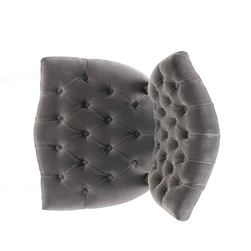 2PCS Tufted Polyester Dining Chairs With Wood Legs
