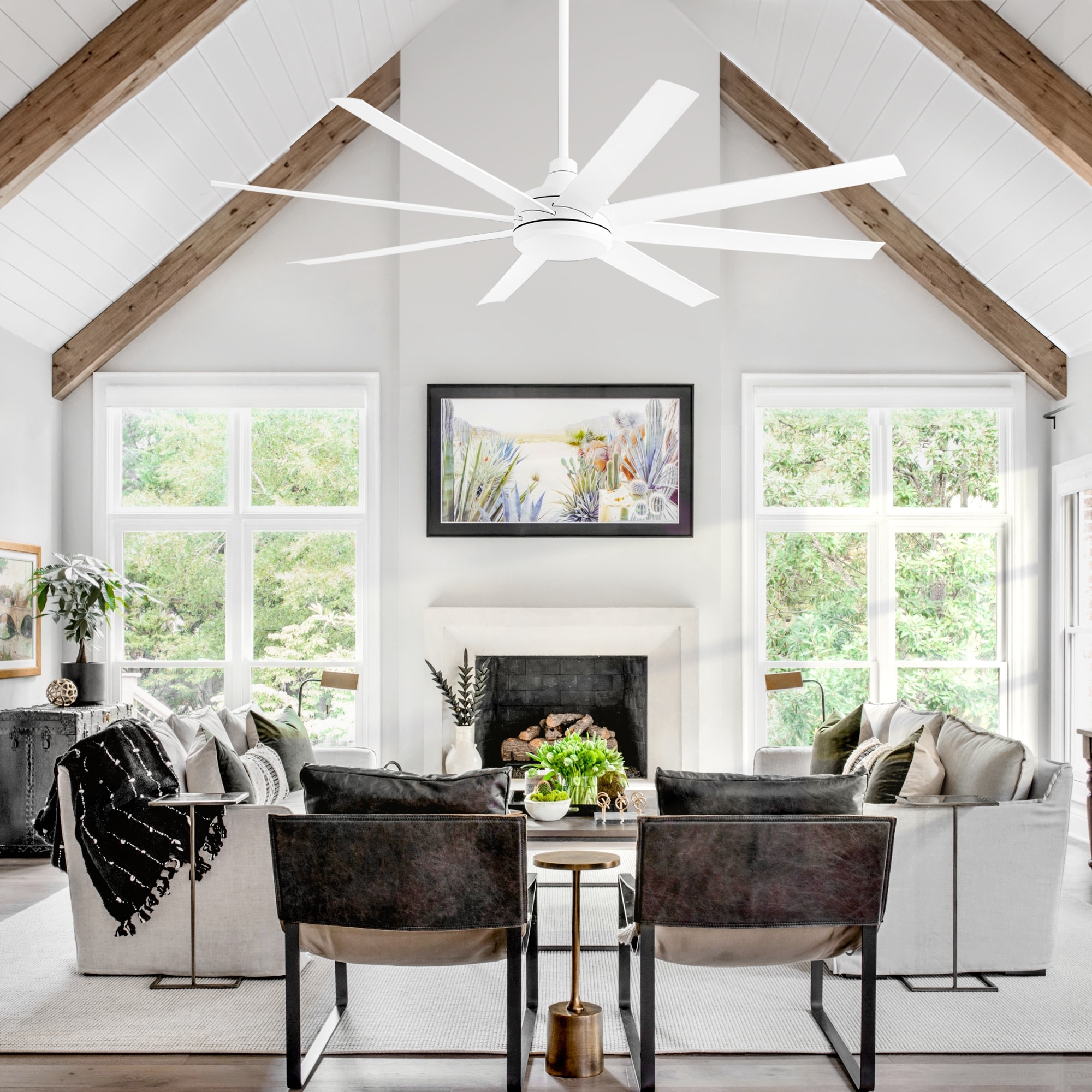 Airsurfer 65-inch Large 8-Blade Ceiling Fan with Remote Downrod without Light