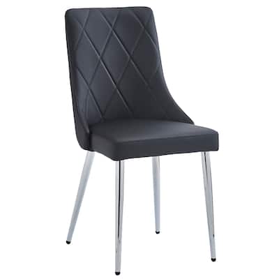 Contemporary Faux Leather and Metal Dining Chair, Set of 4
