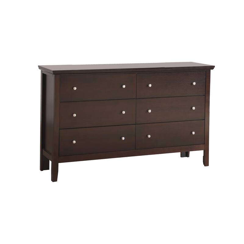 6-Drawer Espresso Dresser with Smooth Glide Drawers, Modern Design, and Spacious Bedroom Storage Solution
