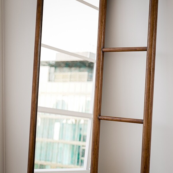 Penie Walnut and Antique Brass Ladder Mirror - Bed Bath & Beyond