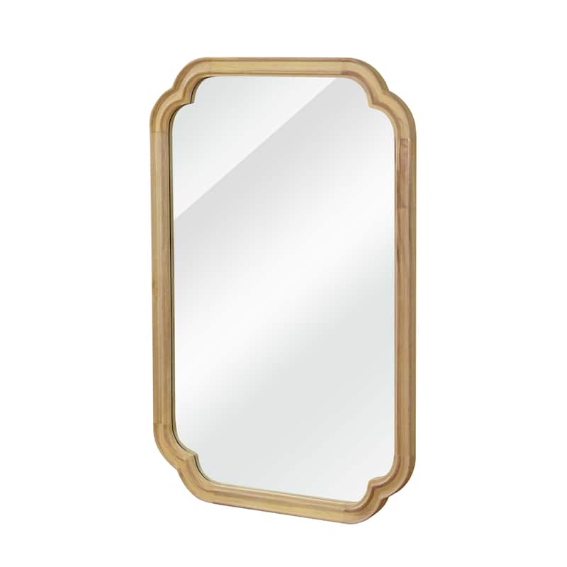 Solid Wood Frame Rounded Corner Decorative Mirror - Natural