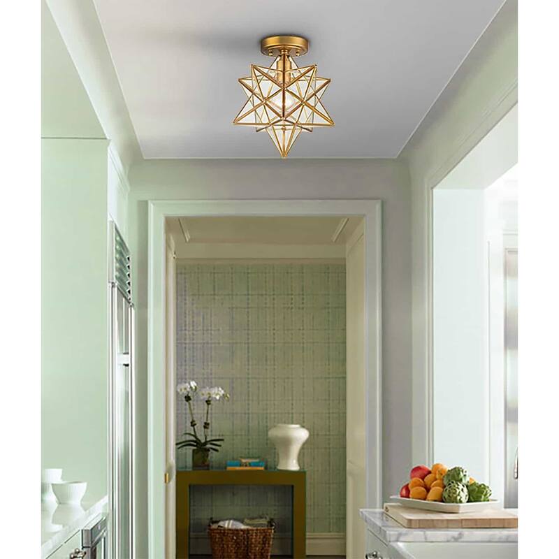 Feltre Industrial Moravian Star Ceiling Light with Clear Glass 12 Inches