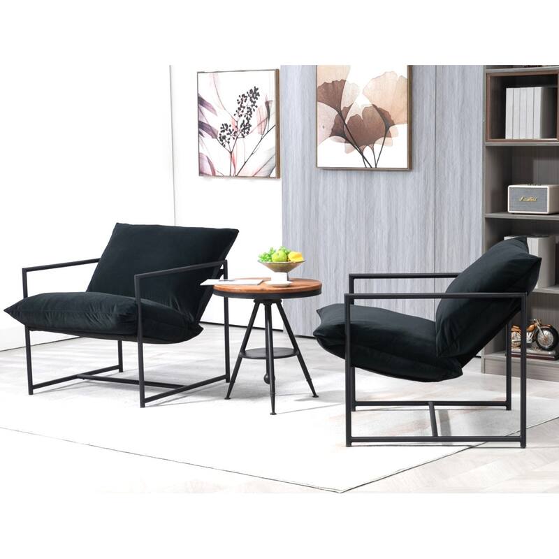 Modern Textured Velvet Sling Accent Chair