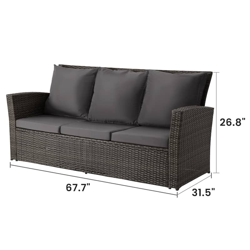 All Weather 3 Seats Patio Sofa with Thick Cushions