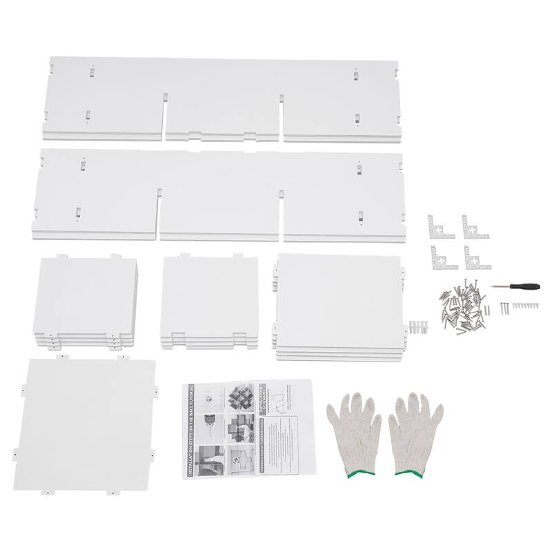 Modern PVC Board Bookcase with 9 Compartments Wall Mounted