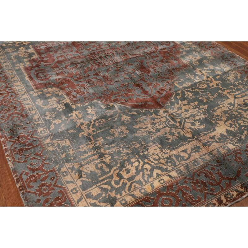 Contemporary / Abstract Area Rug Hand-Knotted Bedroom Wool Carpet - 6'6" X 9'9"