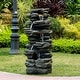 preview thumbnail 3 of 10, 40in High Outdoor 6-tier Rock Cascading Water Fountain with LED Lights - N/A