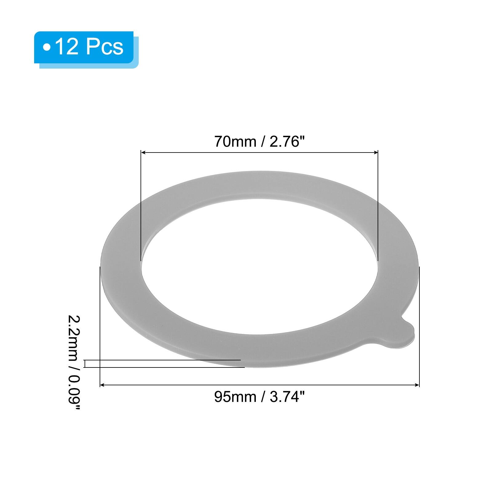 Silicone Jar Gaskets, Leakproof Gasket Rubber Seal - Gray - 3.75"