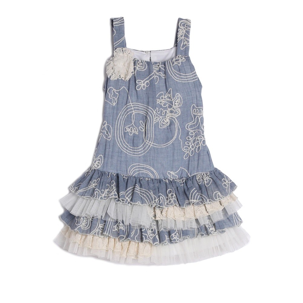 baby girl denim and tulle dress
