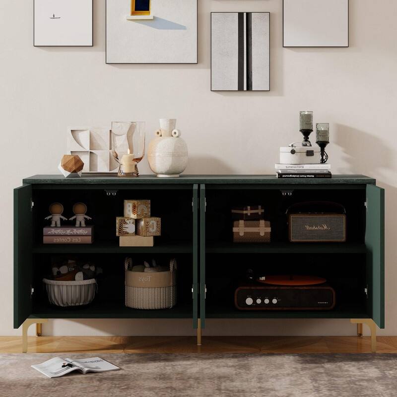 59.84" Wood Buffet Cabinet with Storage Modern Sideboard for Organized Living Spaces