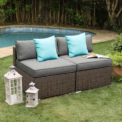 COSIEST 2- Piece Outdoor Sectional Armless Chairs with Pillows