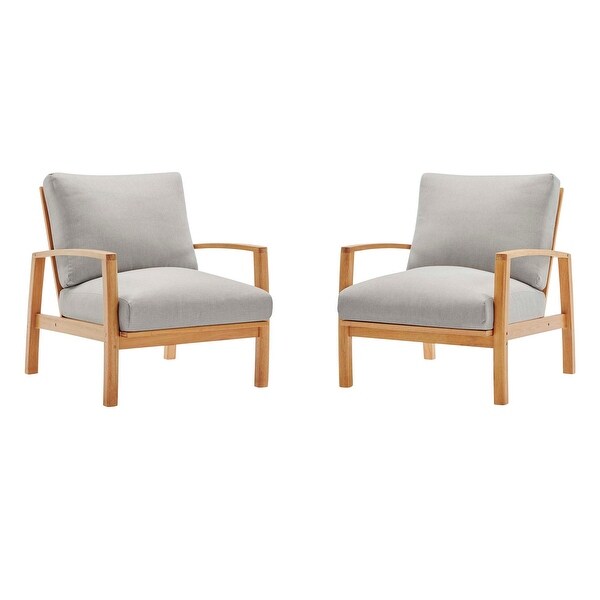 Orlean Outdoor Patio Eucalyptus Wood Lounge Armchair Set of 2. Opens flyout.