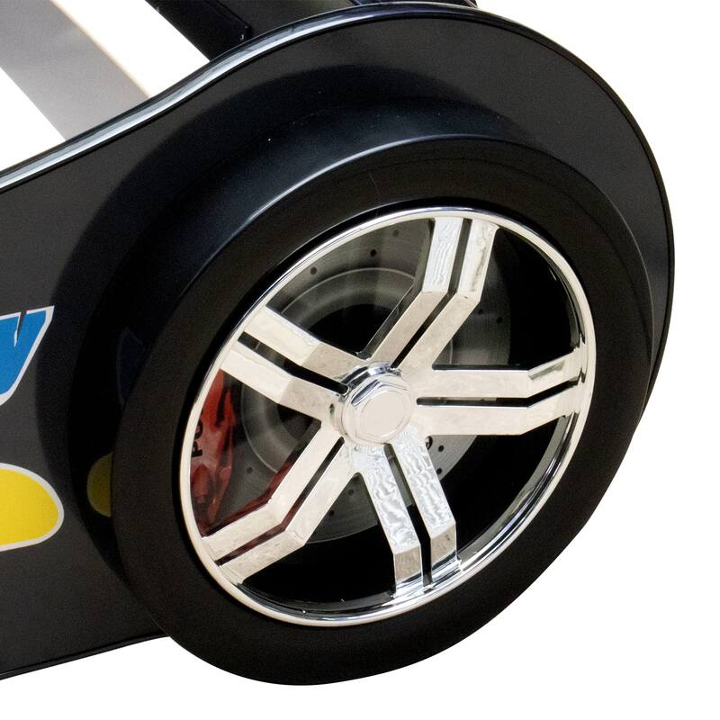 Twin Size Race Car Bed with LED Lights and Guardrail Solid MDF Frame