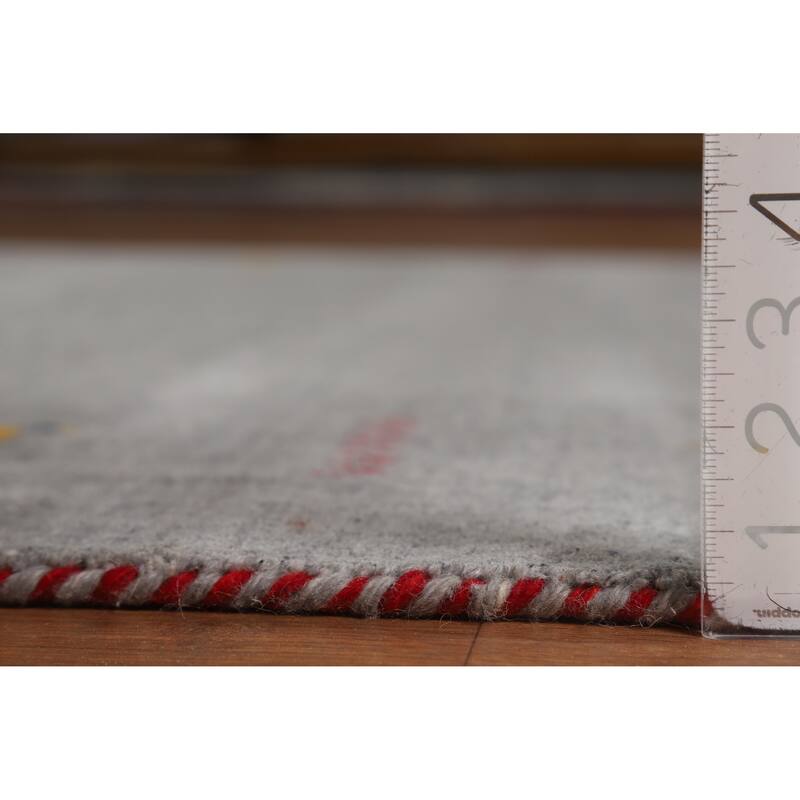 Hand Knotted Oriental 100% Wool Carpet Tribal Animal Pictorial Greys & Charcoal Gabbeh Area Rug - 7' 8'' X 5' 9''