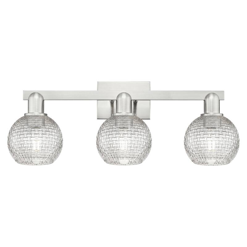 Innovations Lighting Endless Possibilities Arcadia - Athens - 3 Light 25" Basketweave Bath Vanity Light - Brushed Satin Nickel