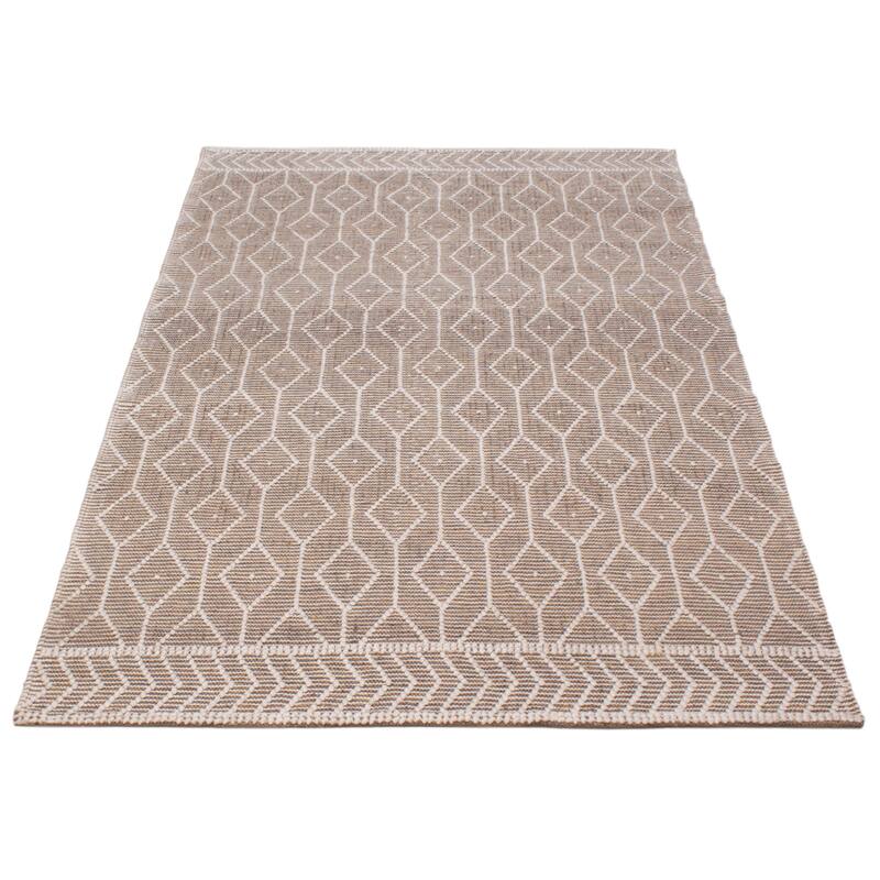 ECARPETGALLERY Braid weave Sienna Taupe Wool Rug - 6'2 x 9'0