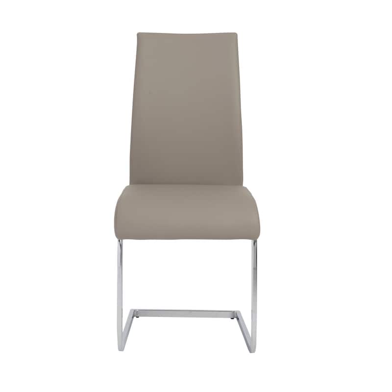 Set of Four Black Faux Faux Leather Long Back Cantilever Chairs - Taupe