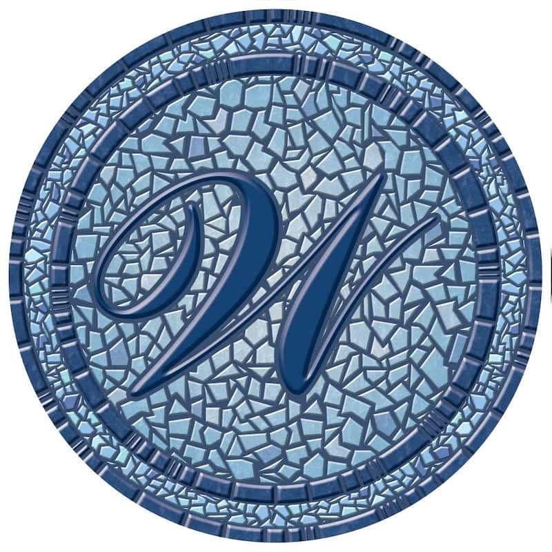 Custom Monogram Decorative Poolmat #2 - Mosaic Pool Art - 29" in Diameter - Letter "W"