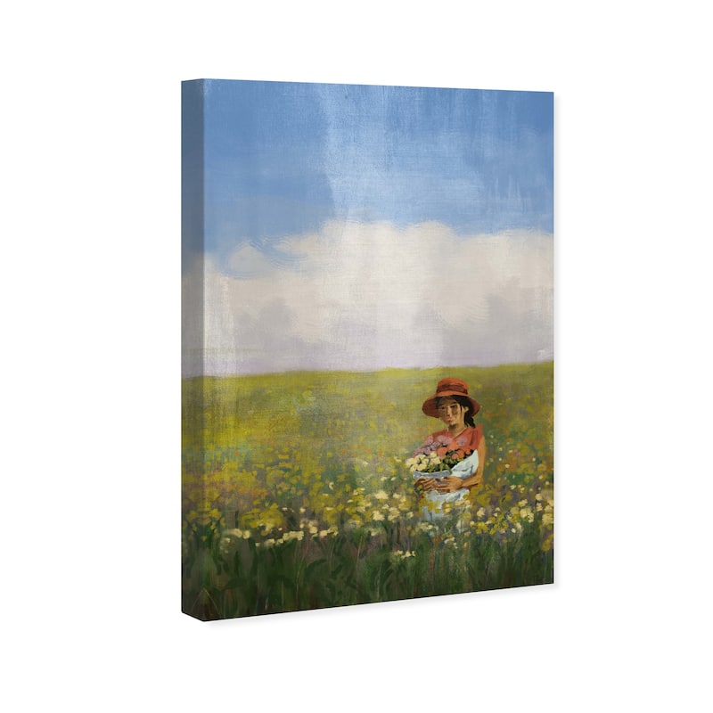 Wynwood Studio Canvas Floral and Botanical Cassia s Flowers Green and Celeste Rustic Wall Art Canvas Print