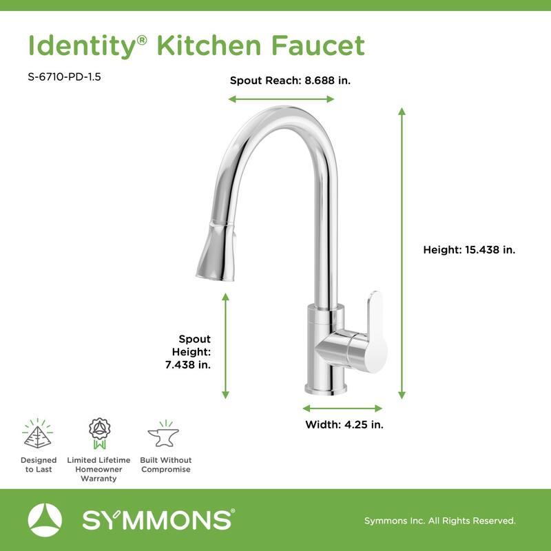 Symmons SK6710PD Identity 1.5 GPM Single Hole Pull Down Kitchen Faucet