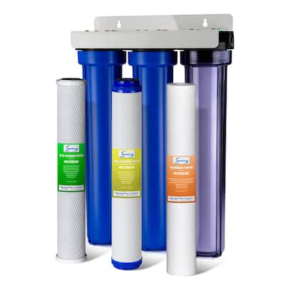 iSpring WCB32C-GAC 3-Stage Whole House Water Filtration System, Reduces Chloramine, PFAS, Chlorine, Sediments, 5-Micron