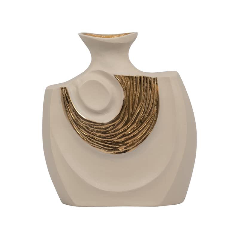Sagebrook Home Metal Gold/Nude Rectangle Embossed Swirl Vase