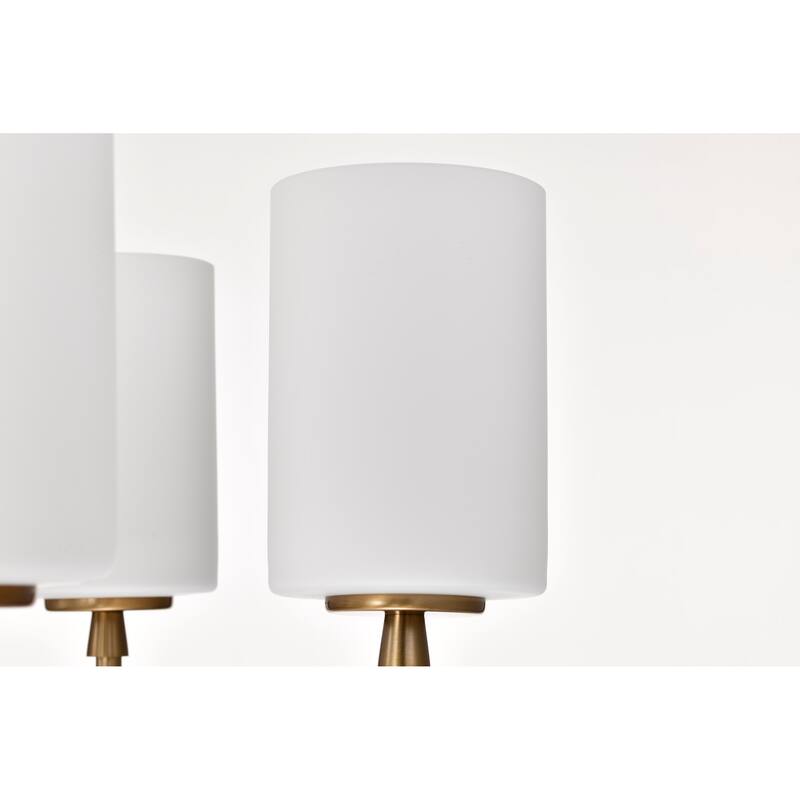 Liam 6 Light Chandelier Burnished Brass White Opal Glass - Burnished Brass
