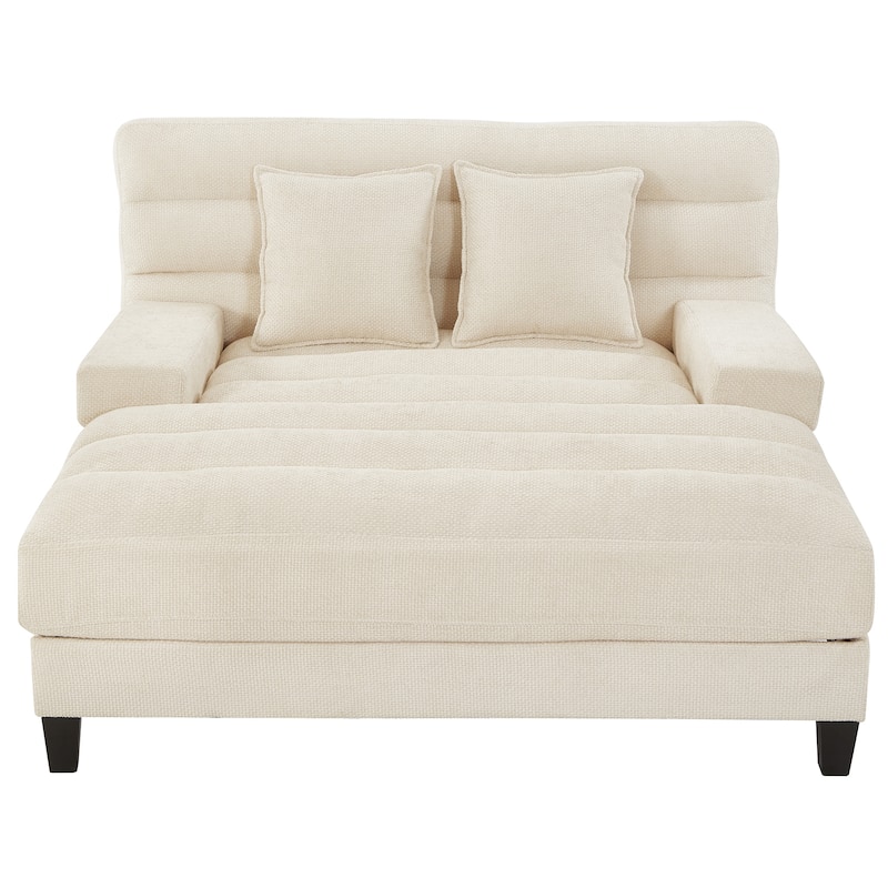 Modern Chaise Lounge Sofa 57.1" Sofa Bed Chenille Upholstered Lounge Sofa Chair