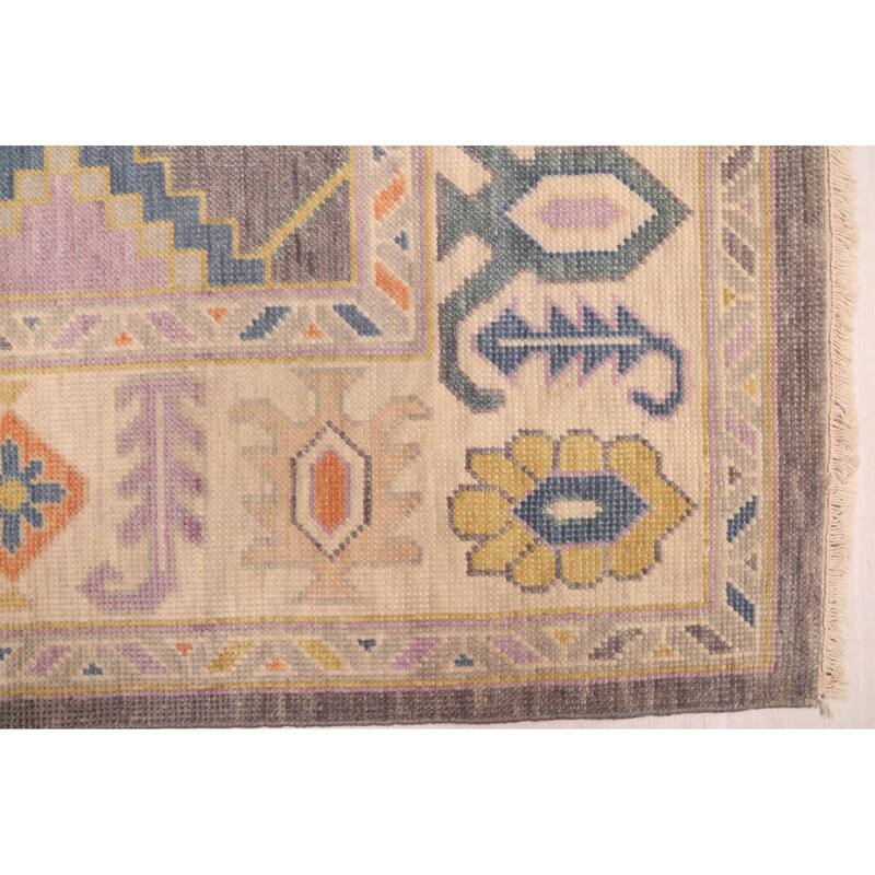 ECARPETGALLERY Hand-knotted Modern Oushak Dark Grey Wool Rug - 8'0 x 9'9