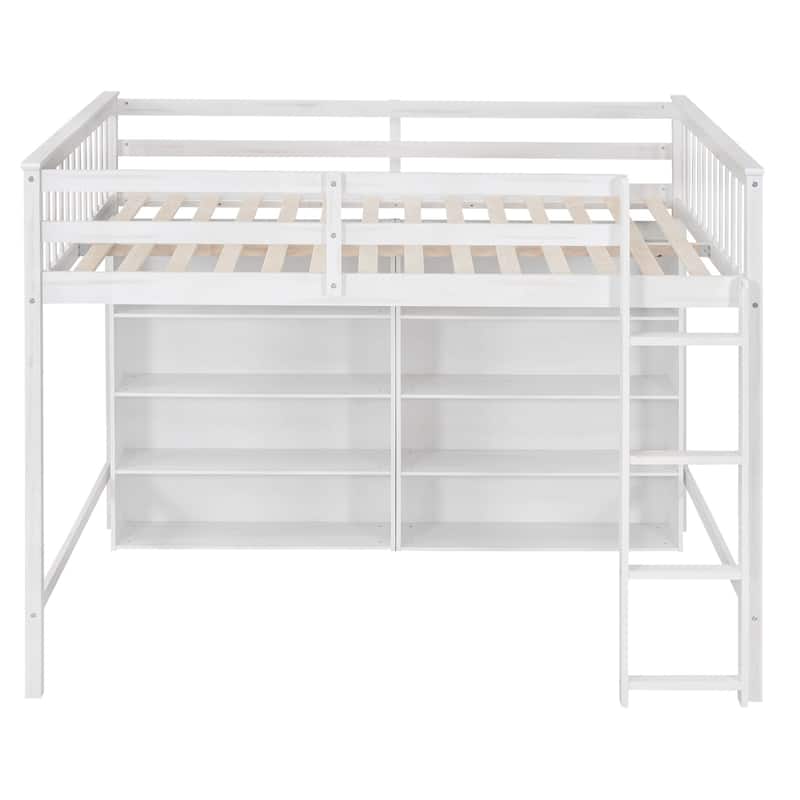 Full Loft Bed with Storage Shelves