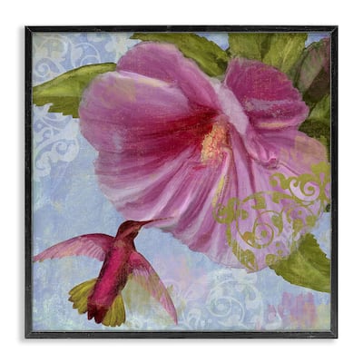 Stupell Hummingbird & Purple Poppy Framed Giclee Art Design By Sasha