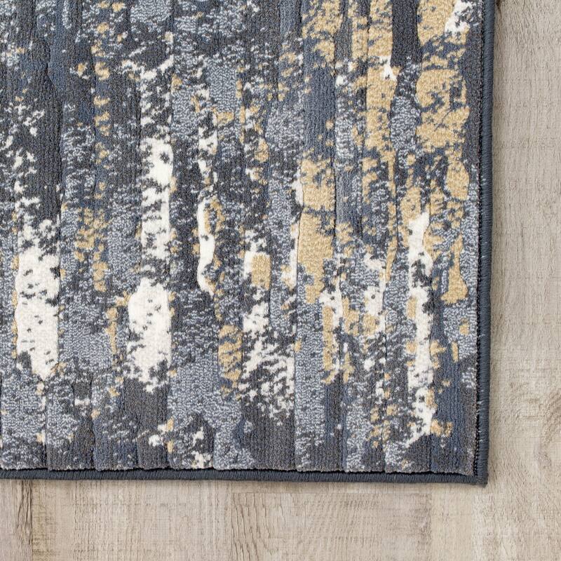 Iris Beige/ Blue Distressed Rip Rug