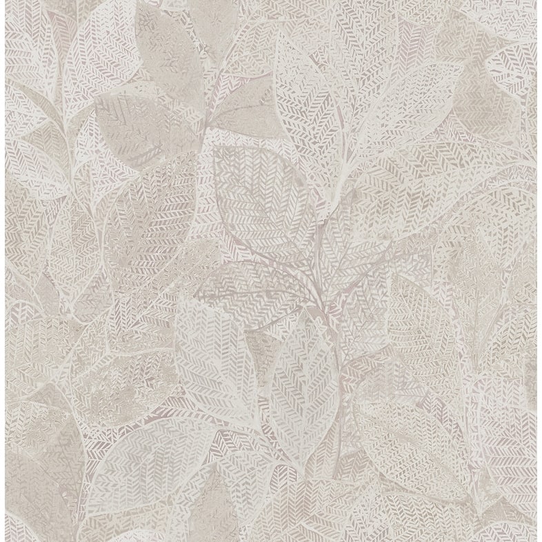 Brewster Niabi Pink Leaves Wallpaper - 20.5in x 396in x 0.025in