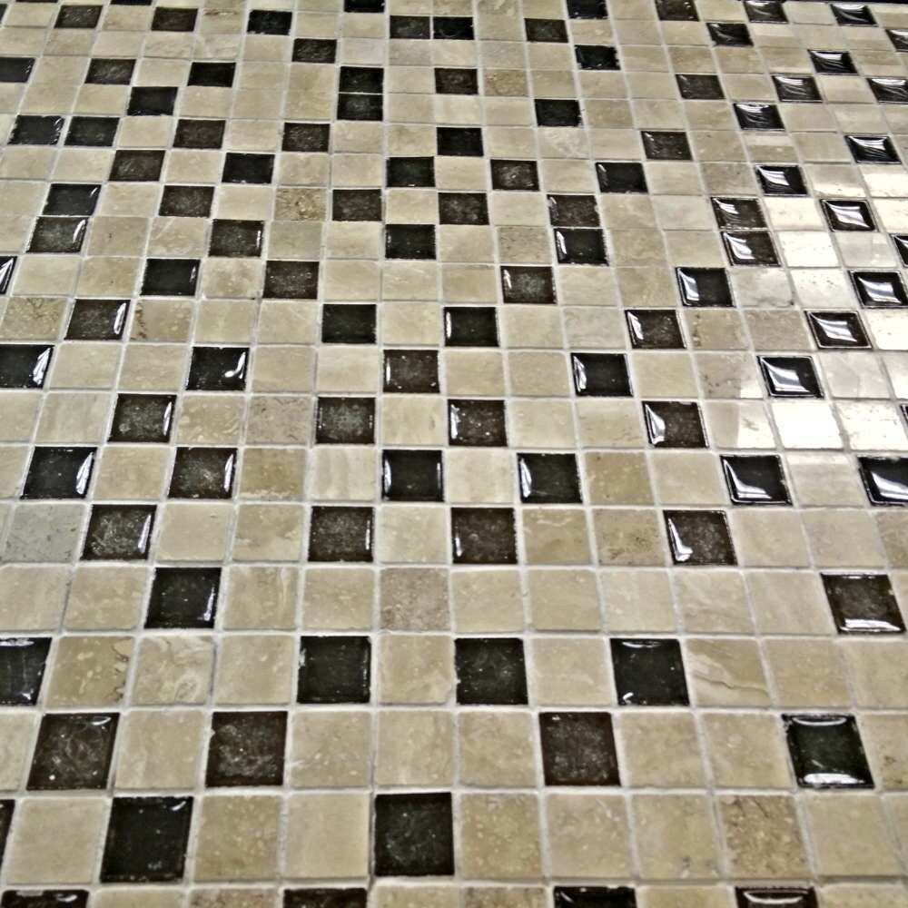 Marbles 1x1 Noce Glass Mosaic Tile - Wall & Backsplash
