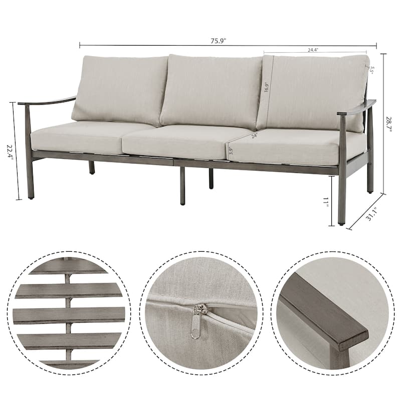 5-Person Aluminum Patio Conversation Set with Webbing Chair Back and Cushions