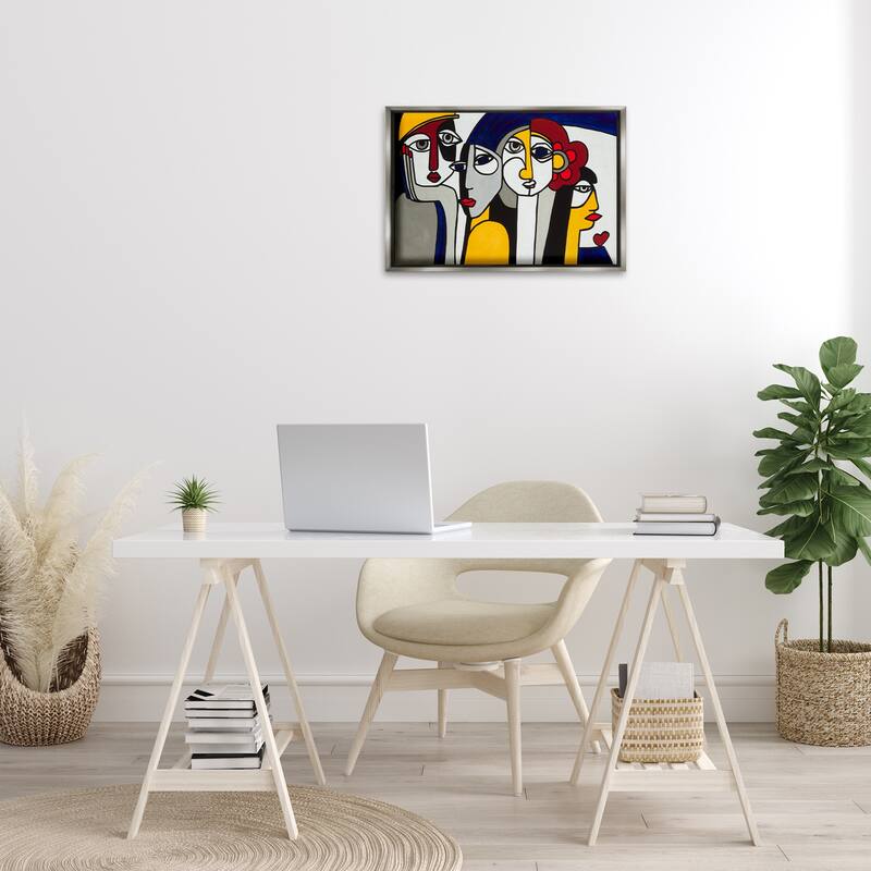Stupell Primary Hues Faces Portrait Framed Floater Canvas Wall Art Design By Ruth Fromstein