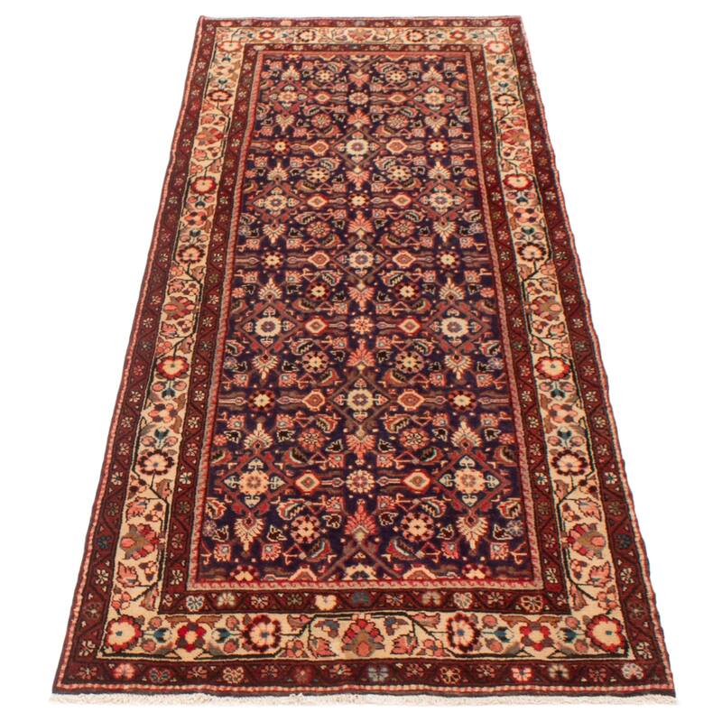 ECARPETGALLERY Hand-knotted Andelz Navy Wool Rug - 3'7 x 10'0