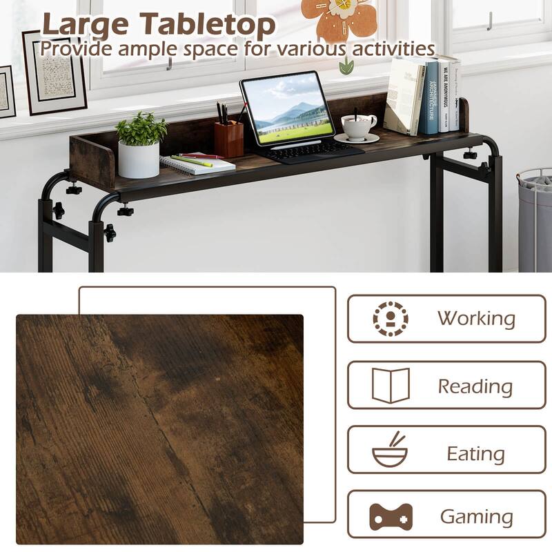 Costway Overbed Desk with Wheels with Adjustable Height & Length, - See Details