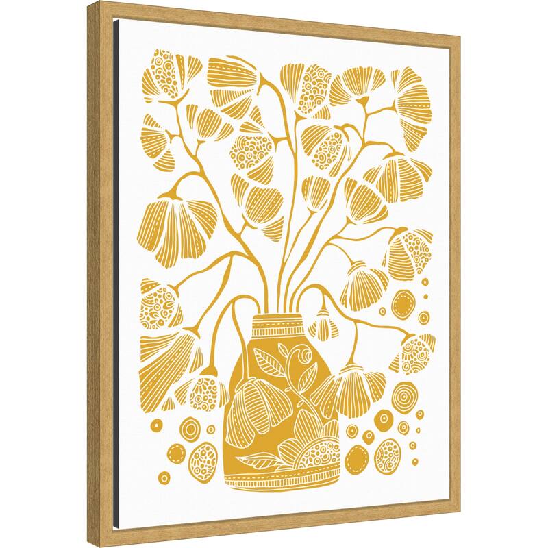 Bloom Block Yellow by Valentina Harper Framed Canvas Wall Art Print