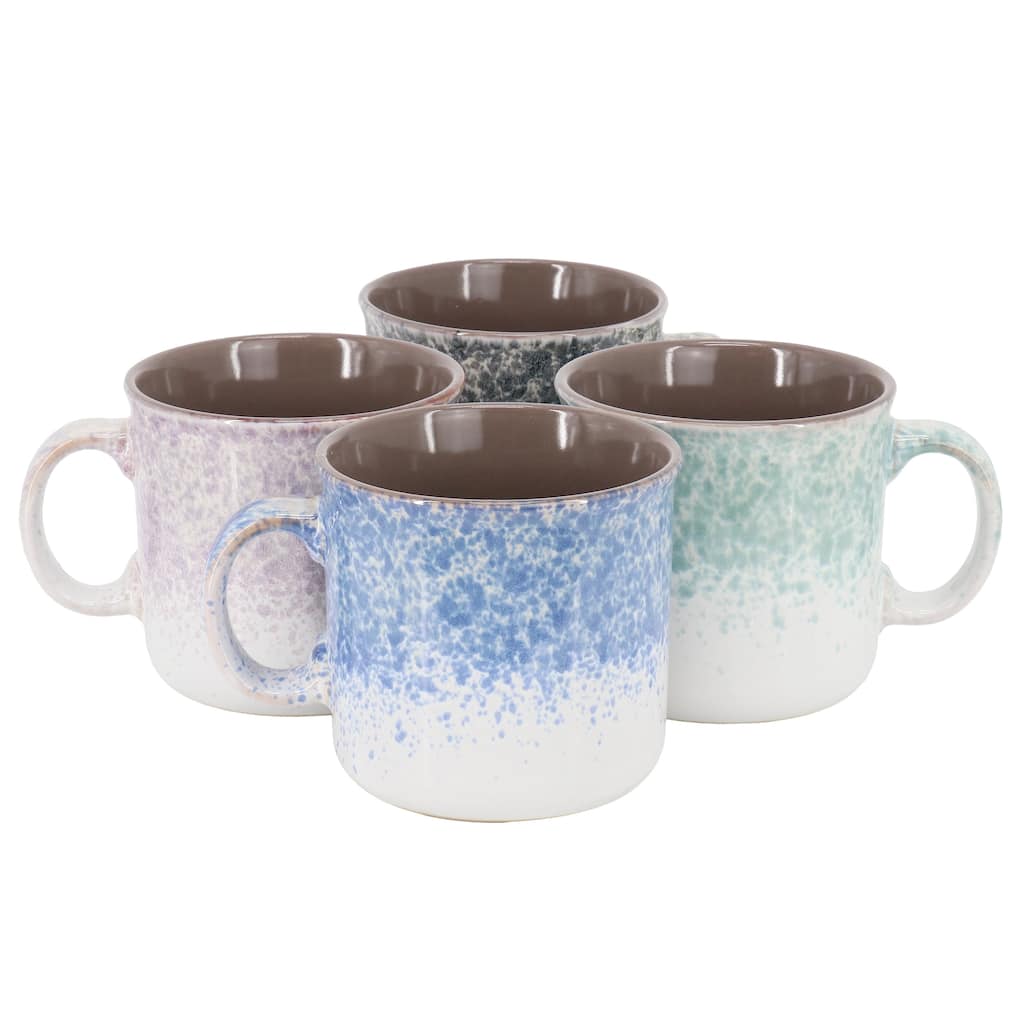 4 Piece 19 Ounce Stoneware Straight Shape Mug Set in Assorted Colors
