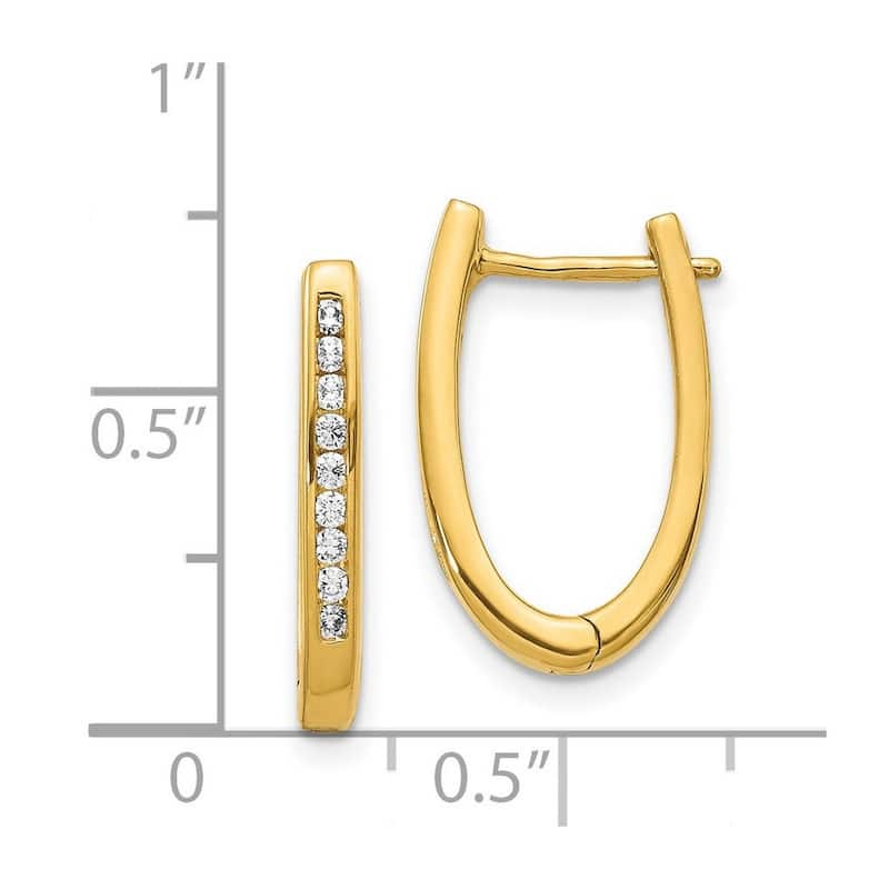 Curata 14k Diamond Oval Hoop Earrings - 18x11mm Wide 2mm Thick