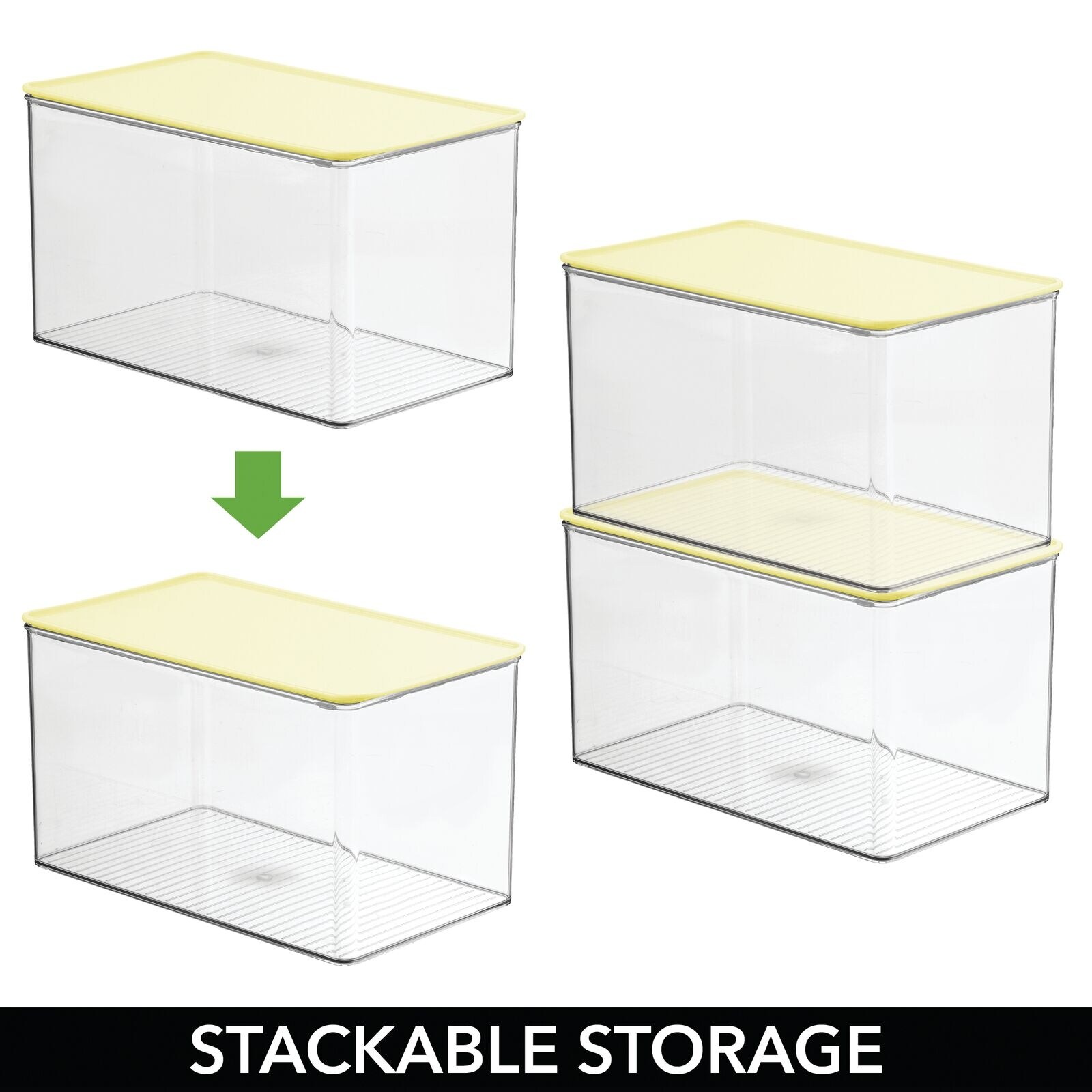 mDesign Plastic Stackable Closet Storage Bin Box with Lid