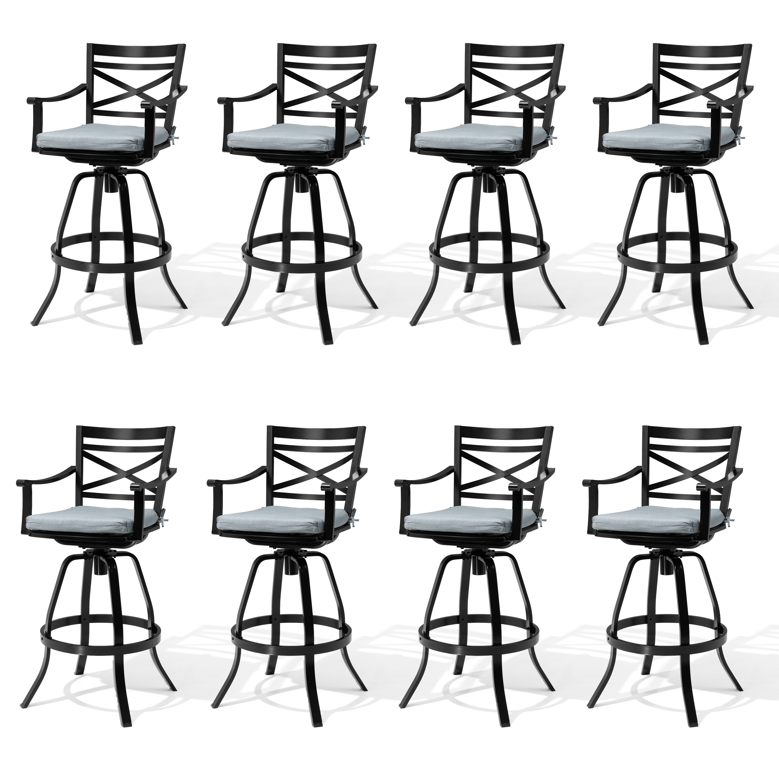 Pellebant Patio Outdoor Aluminum Swivel Bar Stools with Sunbrella Cushion - 21.7 in W x 16.5 in D x 46 in H