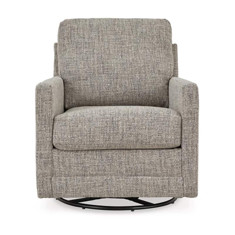 37 Inch Swivel Glider Accent Chair, Soft Cushioned Taupe Gray Polyester