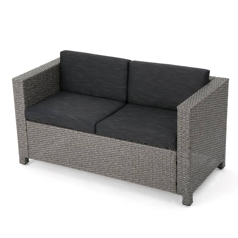 Puerta Outdoor 7-seater Cushioned Wicker Sofa Chat Set by Christopher Knight Home