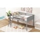 preview thumbnail 4 of 30, Twin Size Wood Loft Bed with Flexible Ladder Placement, Guardrails, and Slide - Gray, Space-Saving Design for Play and Rest