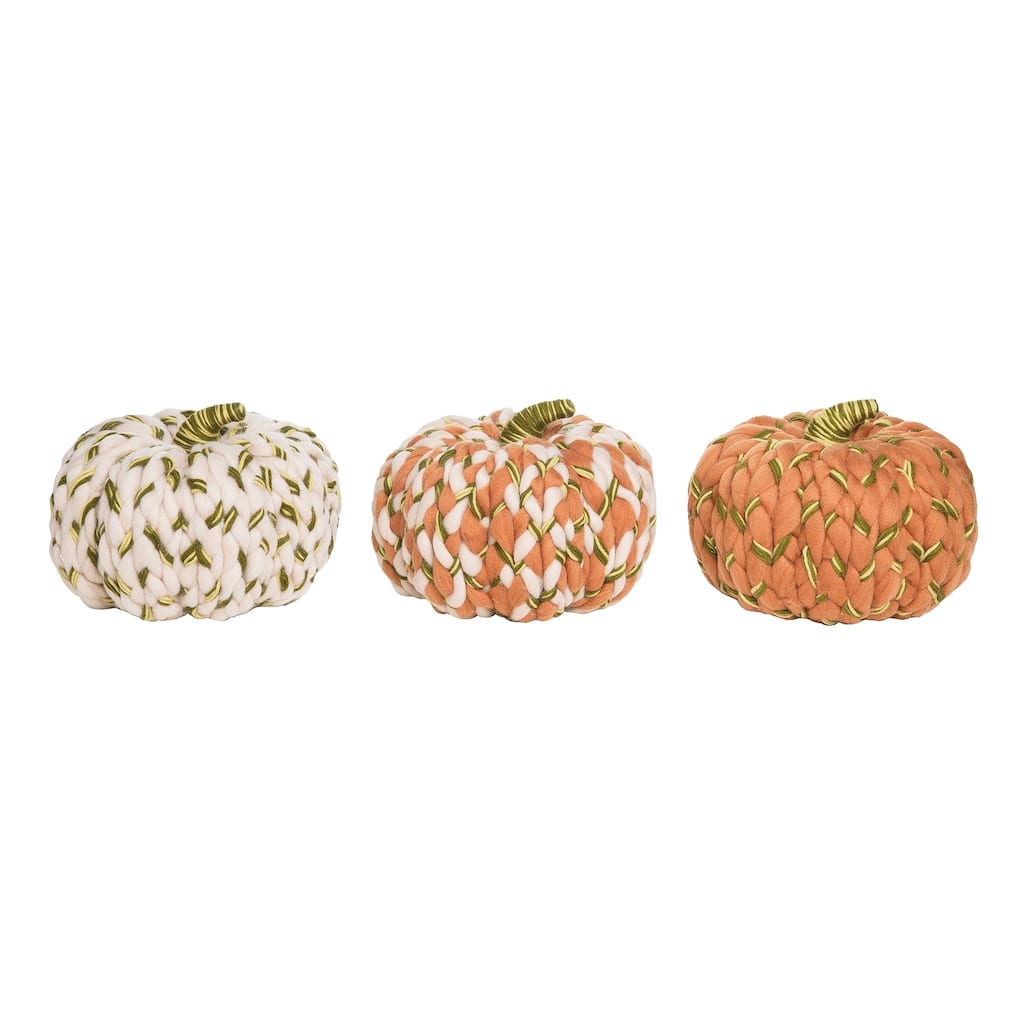 Large Wooly Pumpkins, Set of 3 - Set of 3