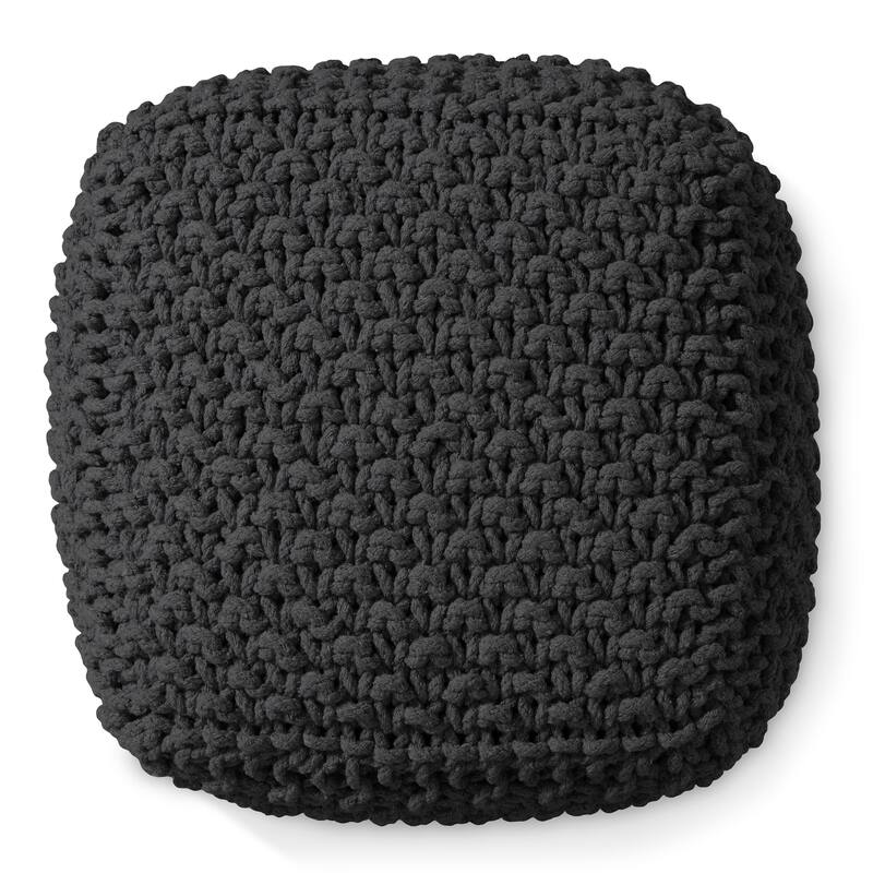 Cotton Pouf Ottomans Knit Foot Stool Pouffes for Living Room