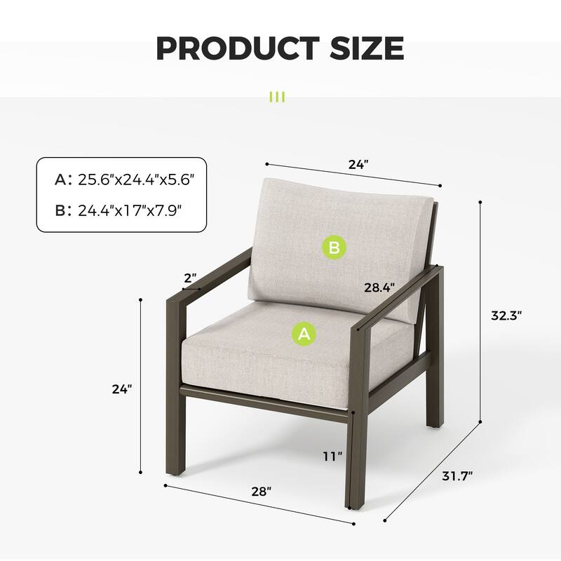 Nimbus 2-Piece Brown Aluminum Patio Sofa Chair with Sunbrella Light Gray Cushions